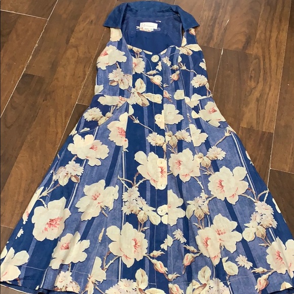 Anthropologie blue floral dress size 8 - Picture 4 of 8